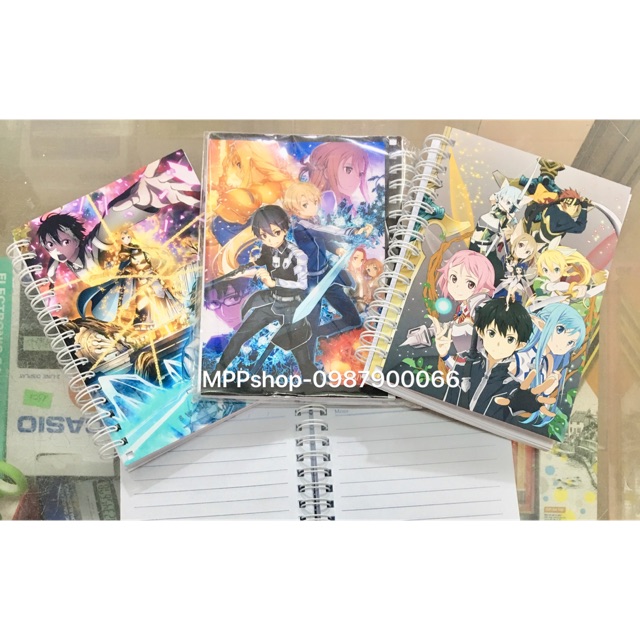 Sổ sword art online gáy lò xo 200 trang. Khổ 10x15cm mẫu ngẫu nhiên