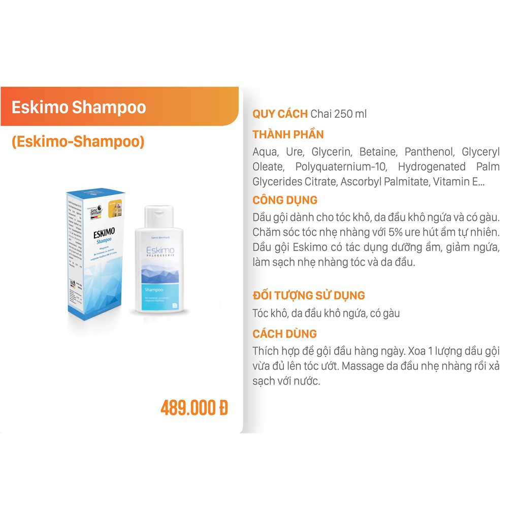 Dầu gội Eskimo 250ml chống gàu, giảm ngứa, nấm và bong da đầu - Chính hãng Sanct Bernhard