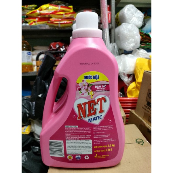 Nước giặt Net Matic đậm đặc hương đam mê 3,3Kg ( thích hợp cho máy giặt cửa trước và cửa trên) .