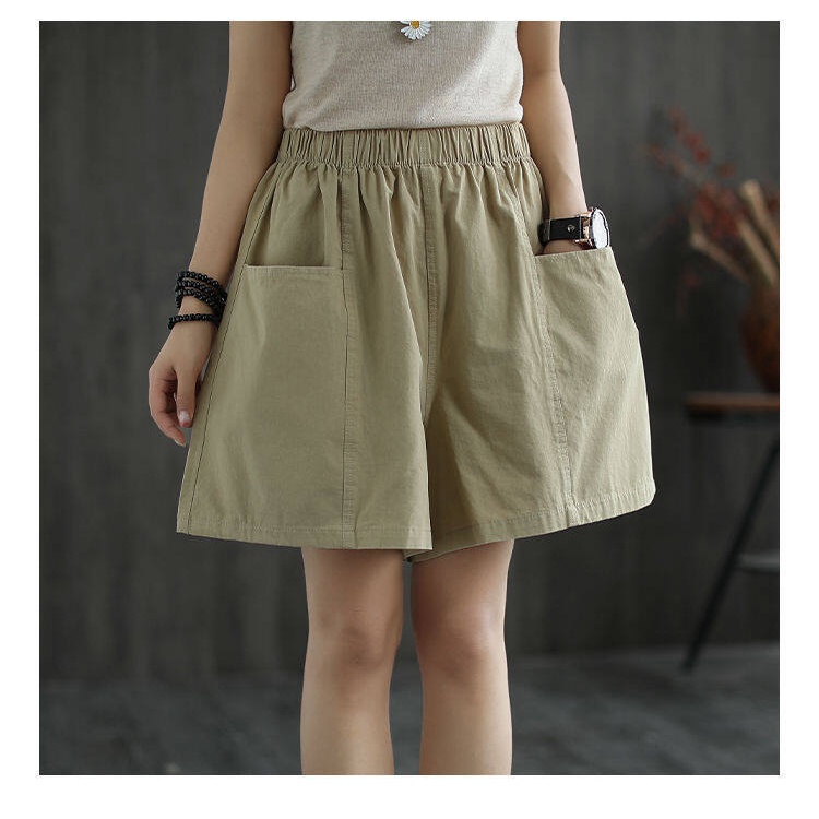 Quần Short cotton Ống Rộng Lưng Cao Thời Trang Mùa Hè Mới Cho Nữ