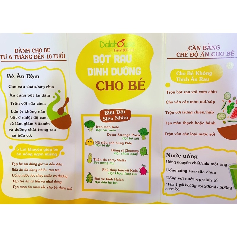 Bột rau củ ăn dặm cho bé Dalahouse 63g (21 gói)