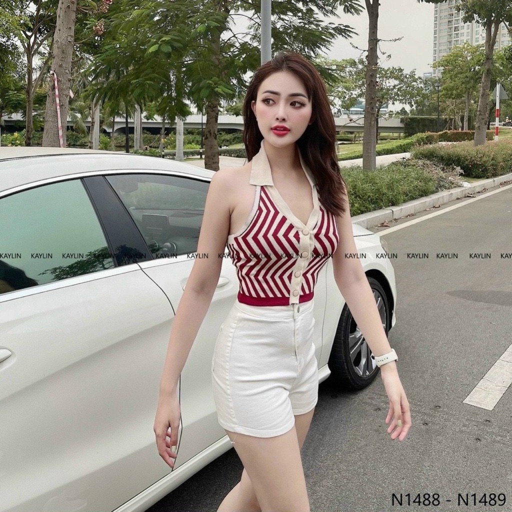 áo yếm len form ngắn cài nút họa tiết lên form siêu đẹp hàng quảng châu bao chất xịn xò ch025