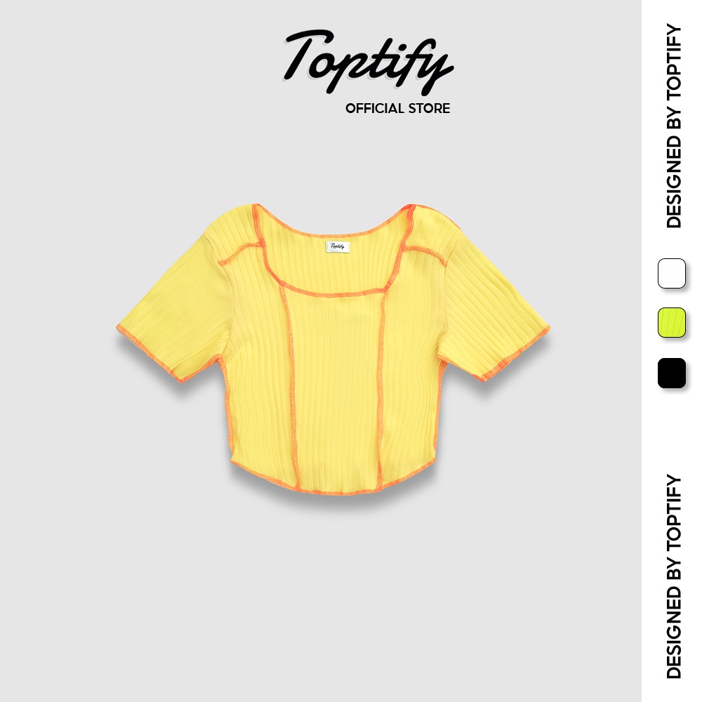 Áo croptop nữ tay ngắn body TOPTIFY có viền vắt sổ ngược lai bầu Summer Crush AC246