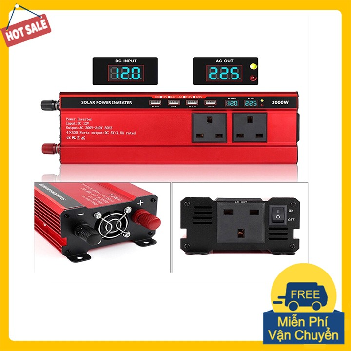 Bộ chuyển đổi điện 12V thành 220V-2000W chính hãng came