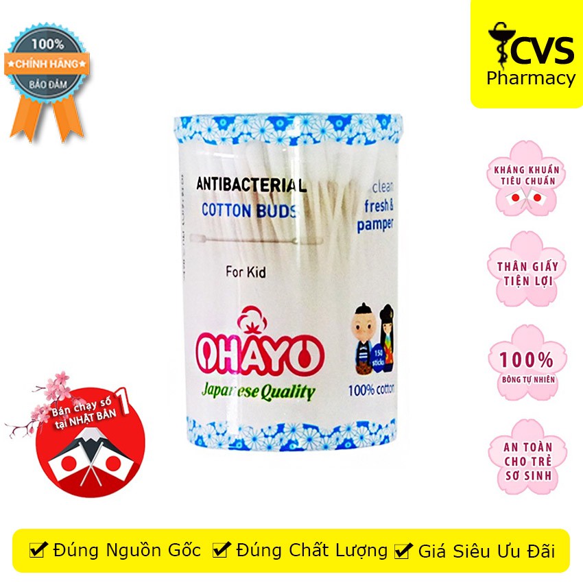 Tăm Bông Cao Cấp OHAYO JP03 FOR KID - Dành Cho Trẻ Em - cvspharmacy