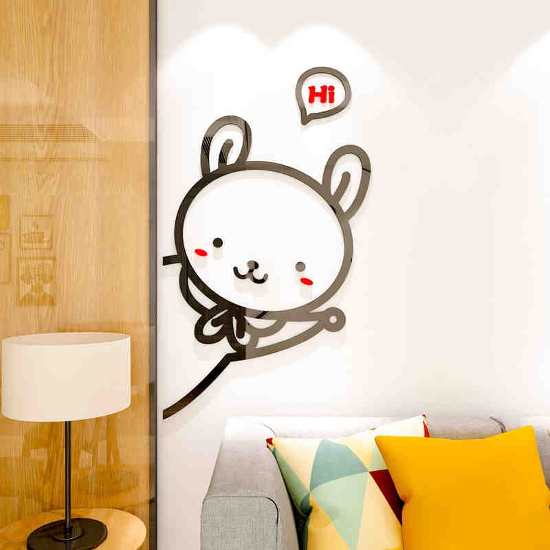 Tranh dán tường mica 3d Mèo Chó Thỏ dễ thương Dán Cửa trang trí mầm non, phòng cho bé Nhiều Size - EPeBen