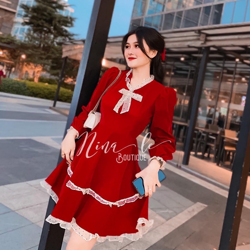 Đầm xoè phối bi  bigsize 60=>90kg
