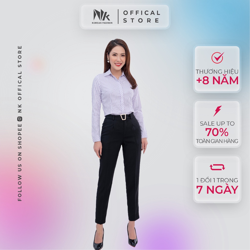 Quần Tây Nữ Công Sở NK Fashion Dáng Baggy Đai Cạp, Chất Liệu Nhập Hàn Mềm Mịn, Chống Nhăn Xù NKQU2106003
