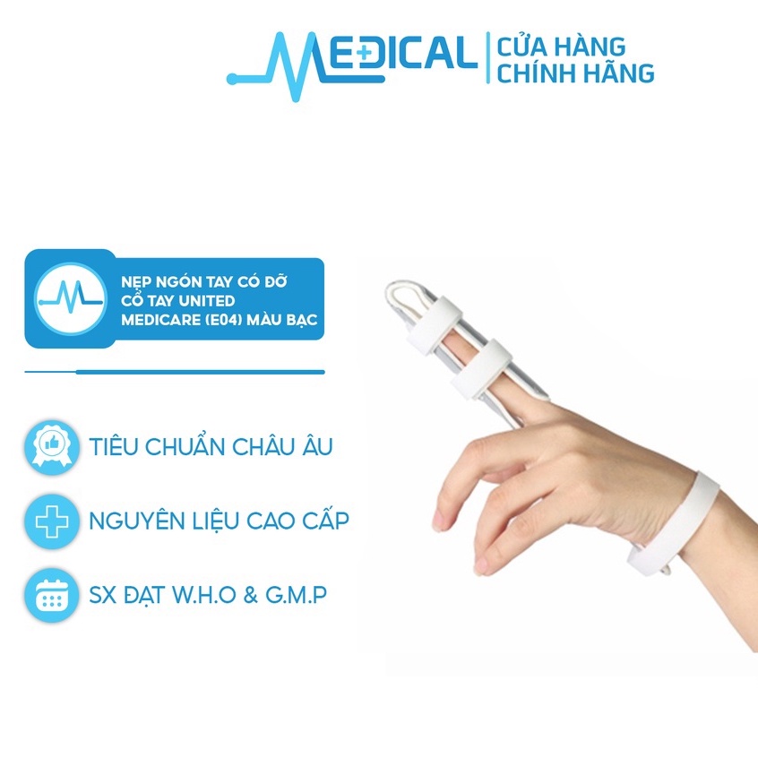Nẹp ngón có đỡ cổ tay United Medicare E04 màu bạc - MEDICAL