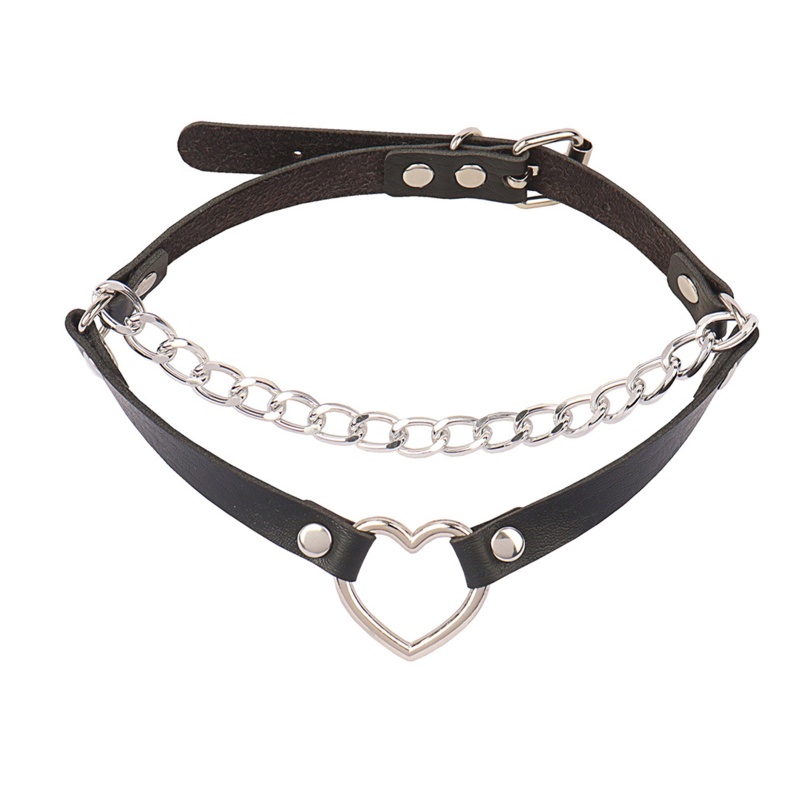 Vòng Cổ Choker Da Pu Mặt Trái Tim Phong Cách Punk Gothic Punk Cá Tính Dành Cho Nam Và Nữ YOUYO