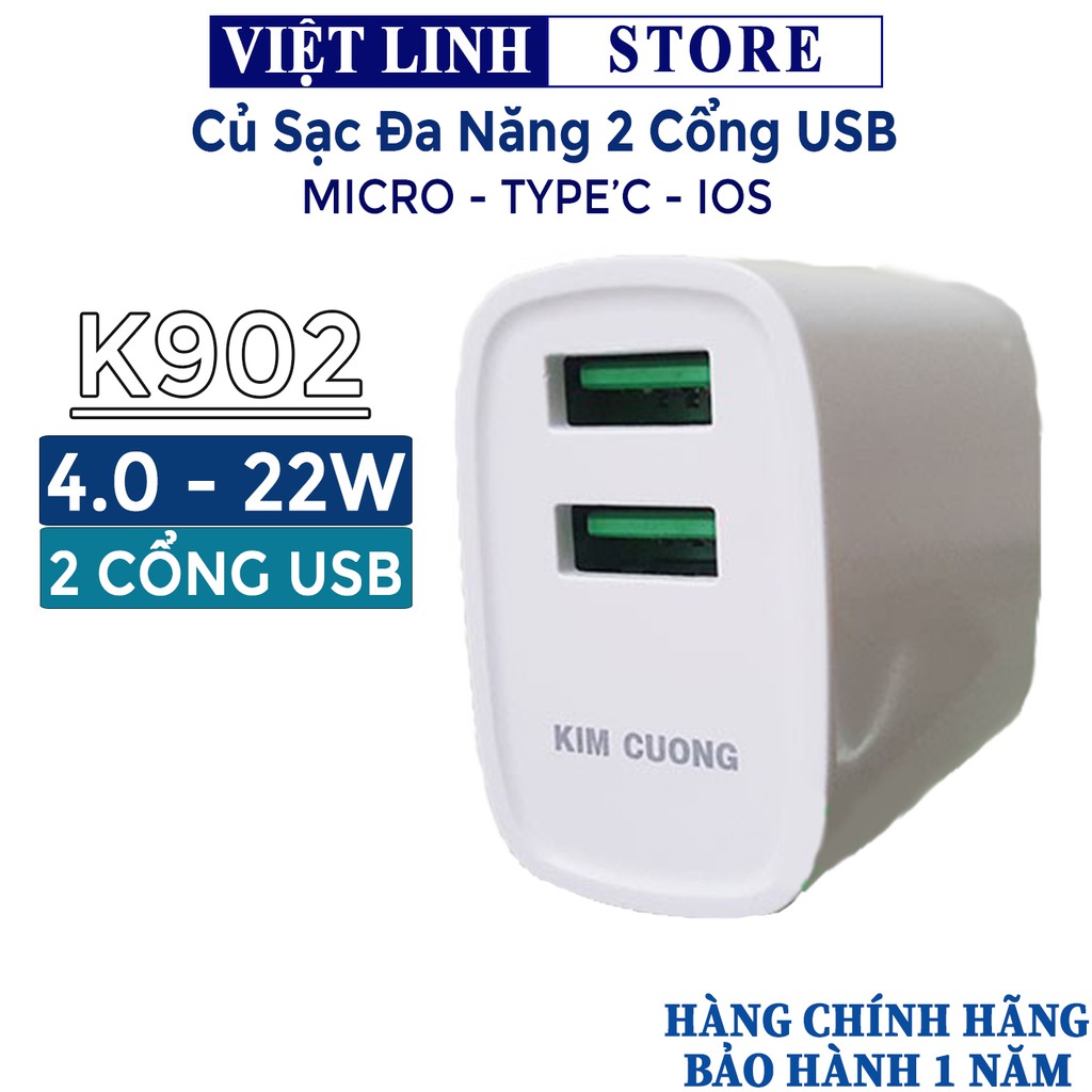 [Mã 2404EL10K giảm 10K đơn 20K] SẠC NHANH KIM CƯƠNG | 4.0 22W - K902 Hàng Chính Hãng- Việt Linh Store