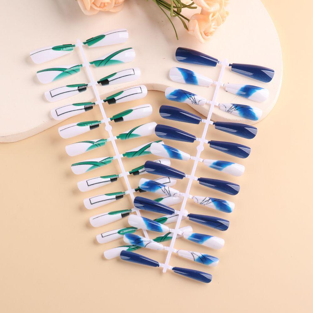 Bộ Móng Tay Giả Che Phủ Toàn Diện Màu Xanh Lá DIY