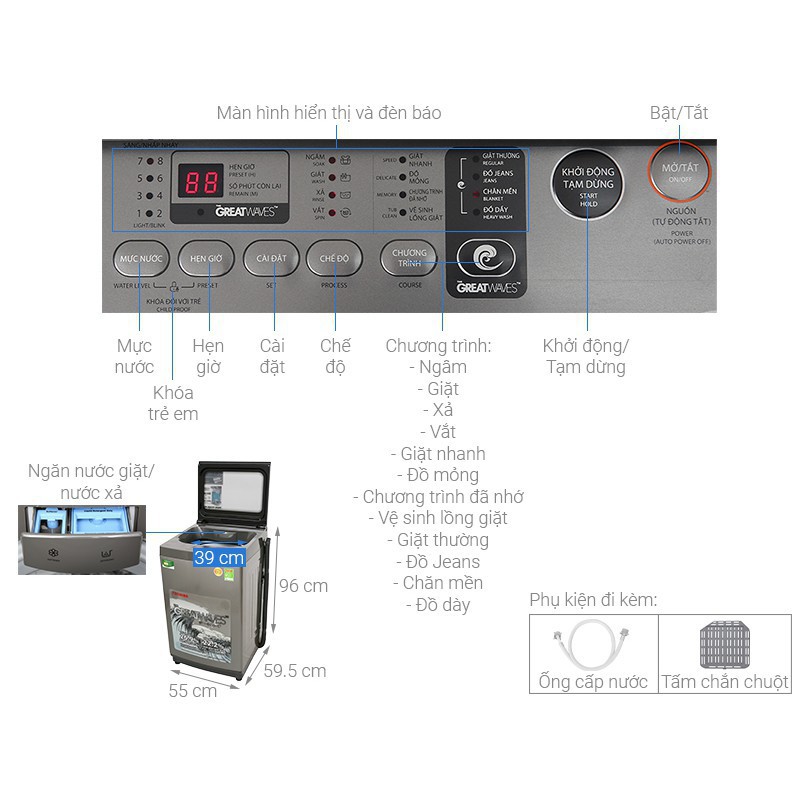 Máy giặt Toshiba 8 kg AW-K905DV (SG)