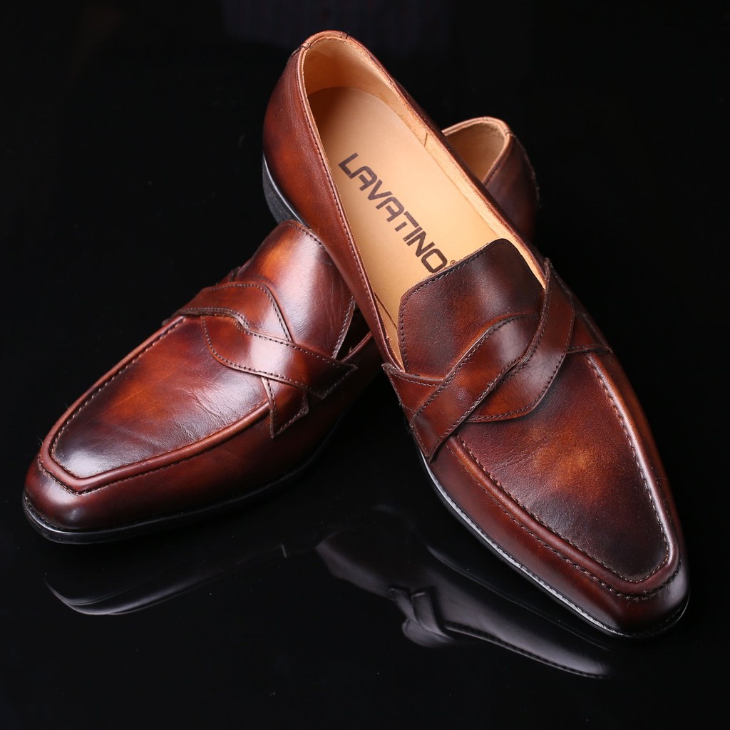 Giày Da Nam Cao Cấp LAVATINO - Giầy Tây Nam Da Bò Thật 100% - Giày Lười Nam - Mã LAVA15