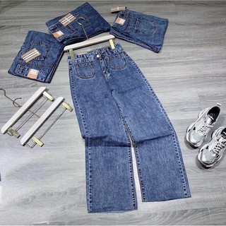 Quần jeans ống suông túi tròn lưng cao hot trend 2020 - ảnh thật