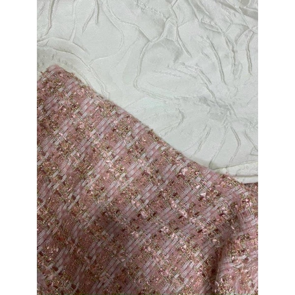 Dạ tweed kẻ nhũ 3 màu siêu sang