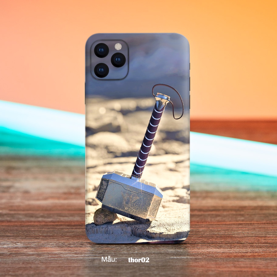 Miếng dán điện thoại hình Búa Mjonir, dán Skin cho Iphone/Samsung/Oppo và các dòng Android khác tất cả các dòng máy