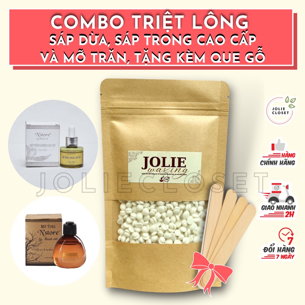 Combo triệt lông vĩnh viễn sáp wax nóng, hard wax beans wax lông và mỡ trăn nguyên chất vùng nách, tay, chân, bikini...