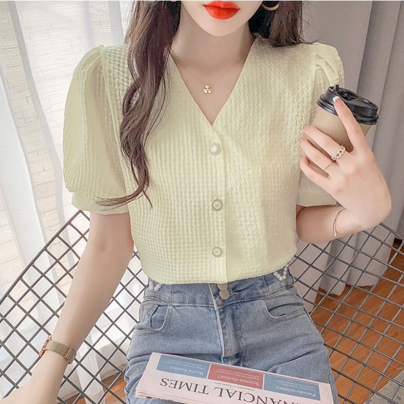 Áo Thun Tay Ngắn Cổ Chữ v Dáng Rộng Thời Trang Mùa Hè Trẻ Trung Cho Nữ