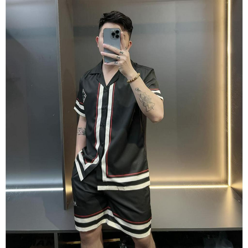 Bộ Đồ Pyjama Cộc Tay Nam Mặc Mùa Hè Chất Lụa Latin Cực Đẹp
