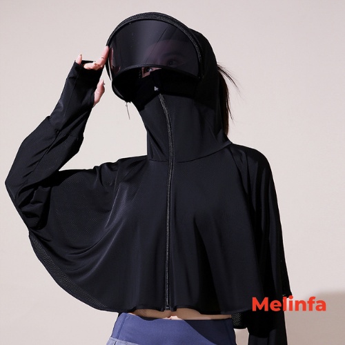 Áo chống nắng nữ kèm kính mát dáng lửng xòe rộng thời trang, chống tia UV UPF50+ mã VAA0302