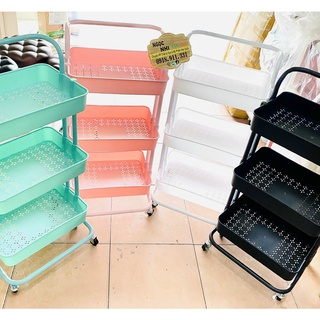 Kệ nhựa 3 tầng có bánh xe đẩy dùng trong spa, phun xăm, thẩm mỹ viện