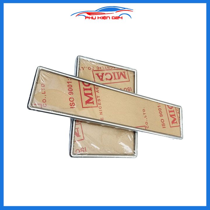 Bộ khung biển số Inox có ốp mica  gắn ô tô hai mẫu biển cũ mới