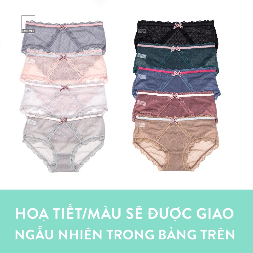 [Mã FARSBRBOM30 giảm 10% đơn 99K] Quần lót lưới lưng viền màu đính nơ BOM SISTER Q6147 | WebRaoVat - webraovat.net.vn