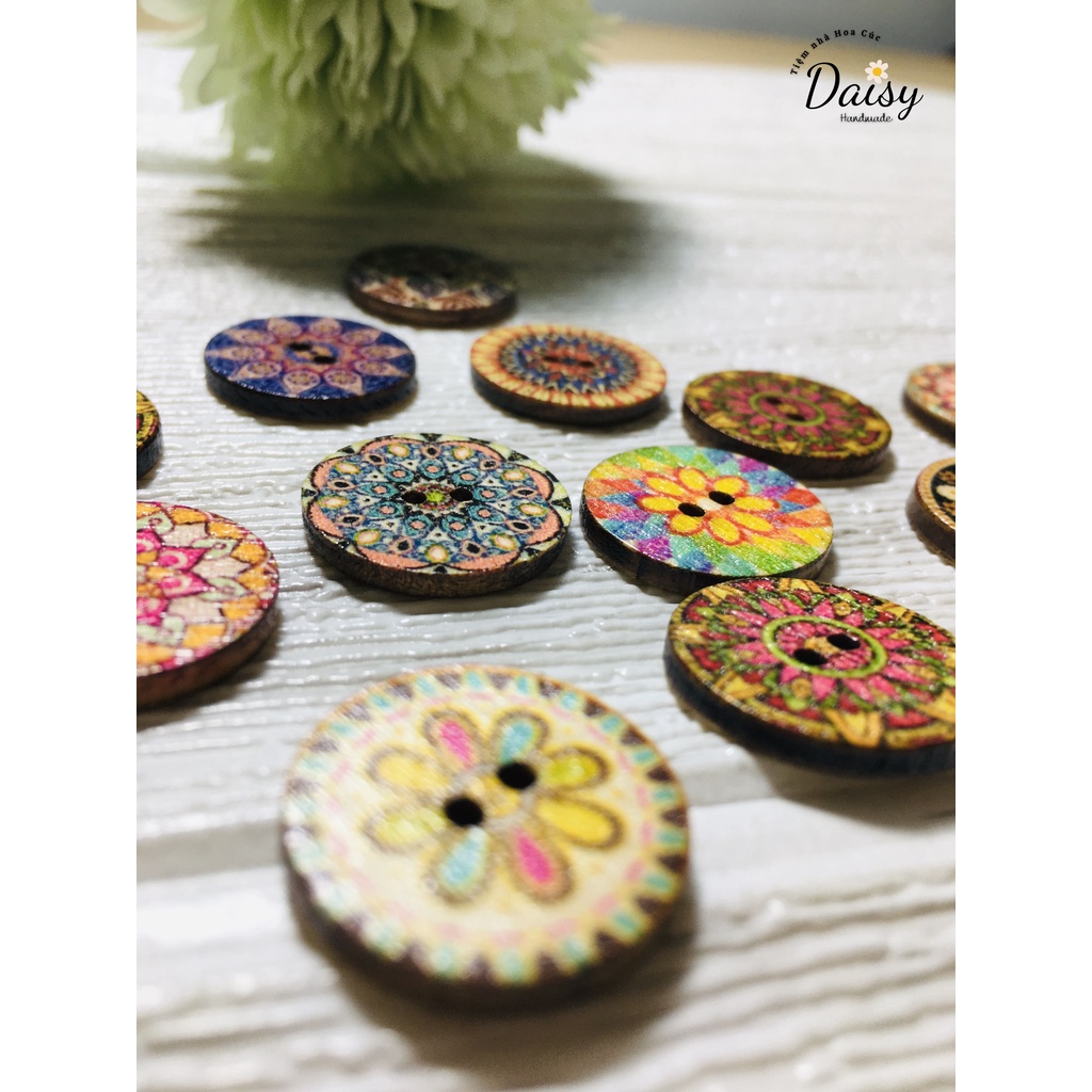 Nút gỗ hoa văn set 5 nút