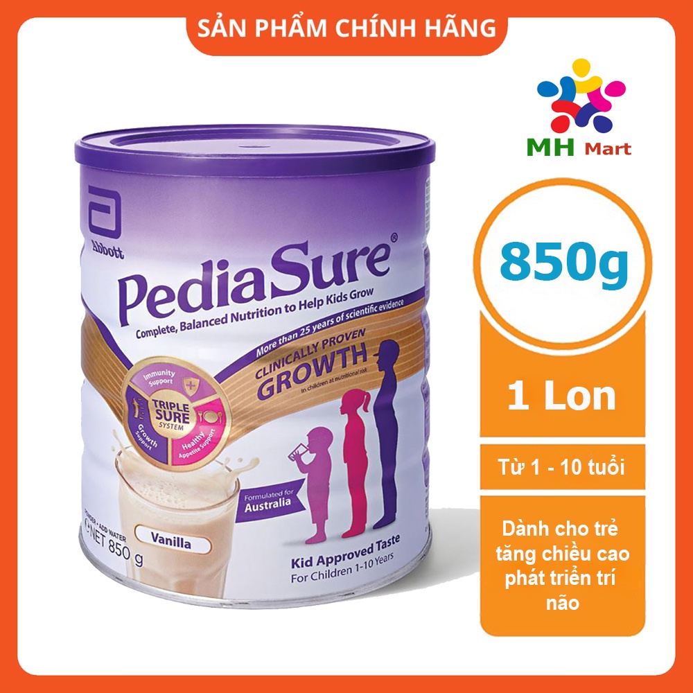 Sữa Pediasure Úc Hộp 850G  Hương Vanilla - Hàng Chính Hãng, Date mới