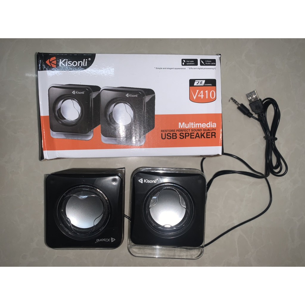 Loa Kisonli V410 (2c/bo) đen, Loa vi tính Kisonli cặp 2 cái V410