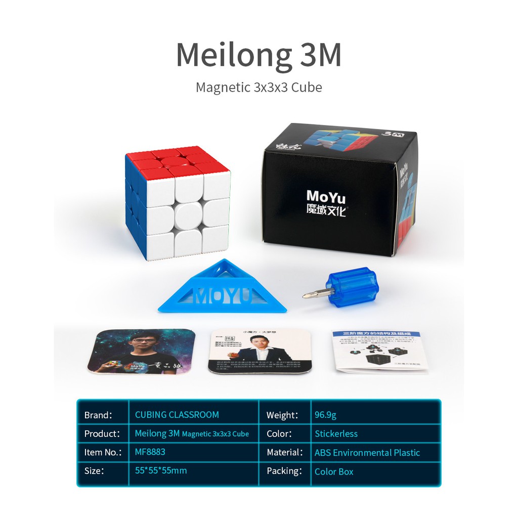 Rubik 3x3 Moyu Meilong 3M Nam Châm Từ Tính Stickerless - Nhanh, Mượt, Tốc Độ Cao