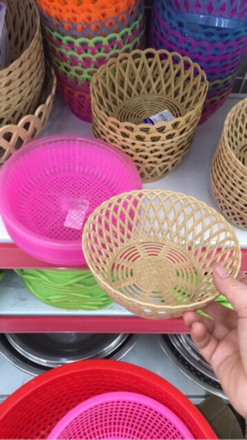 Rổ nhựa giả mây 15cm 3285 giá 15k xả 1k