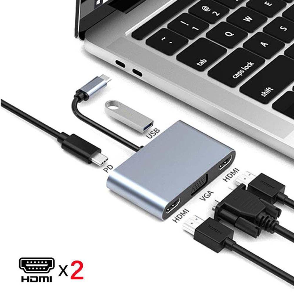 Cáp Chuyển Đổi USB-C Sang HDMI Type C Sang VGA Chuyên Dụng Cho Máy Tính