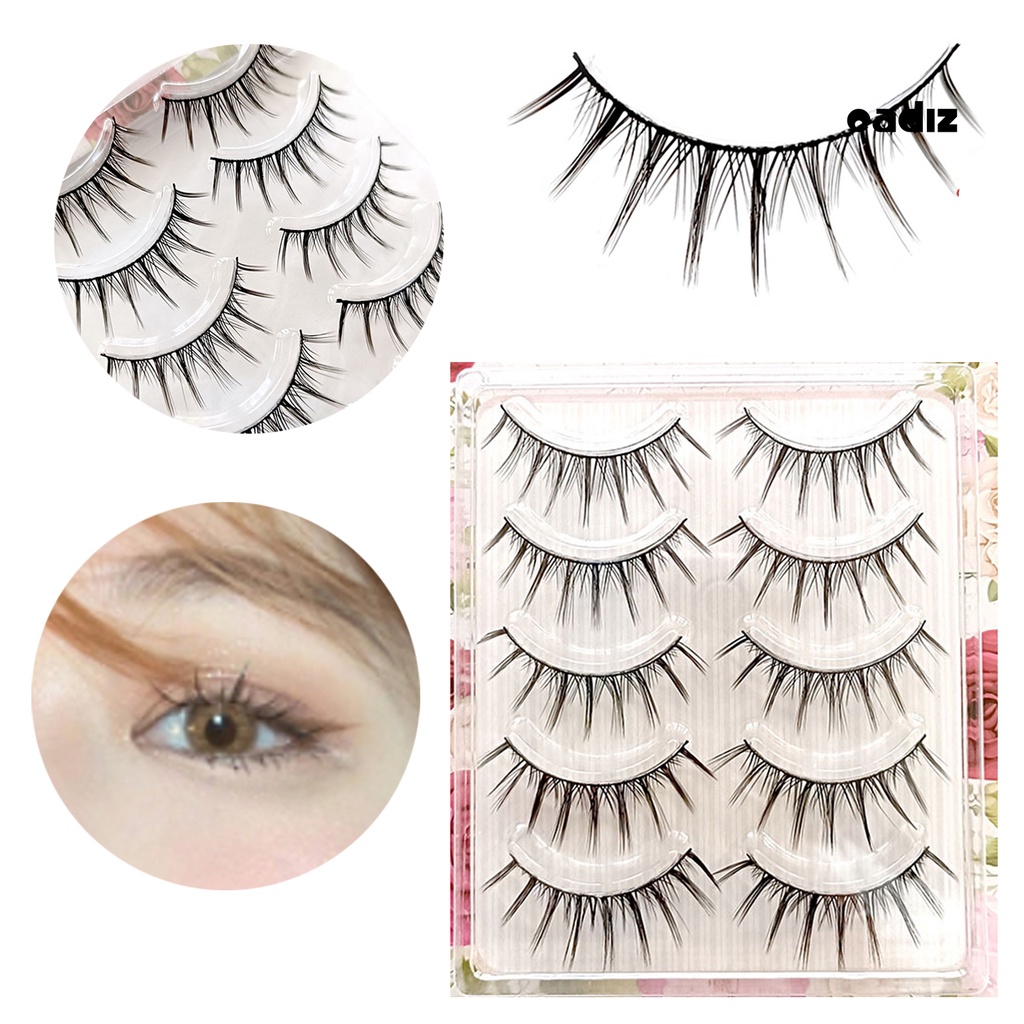 Bộ 5 Cặp Lông Mi Giả Cong Dày 3D Tự Nhiên Dành Cho Hóa Trang Tiệc Tùng