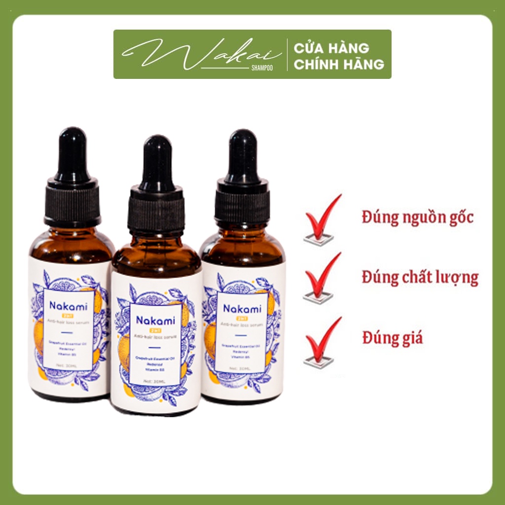 Serum gúp kích mọc tóc Nakami Redensyl 3% ngăn rụng tóc , serum dưỡng tóc, làm sạch gàu da đầu, thơm tóc thảo dược 30ml.
