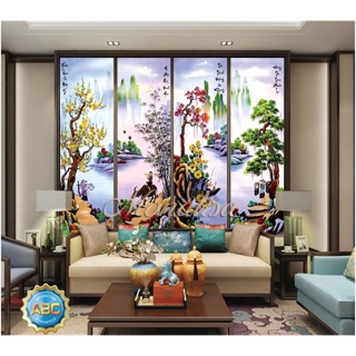 Tranh thêu tứ quý khổ lớn kt 146x100 cm