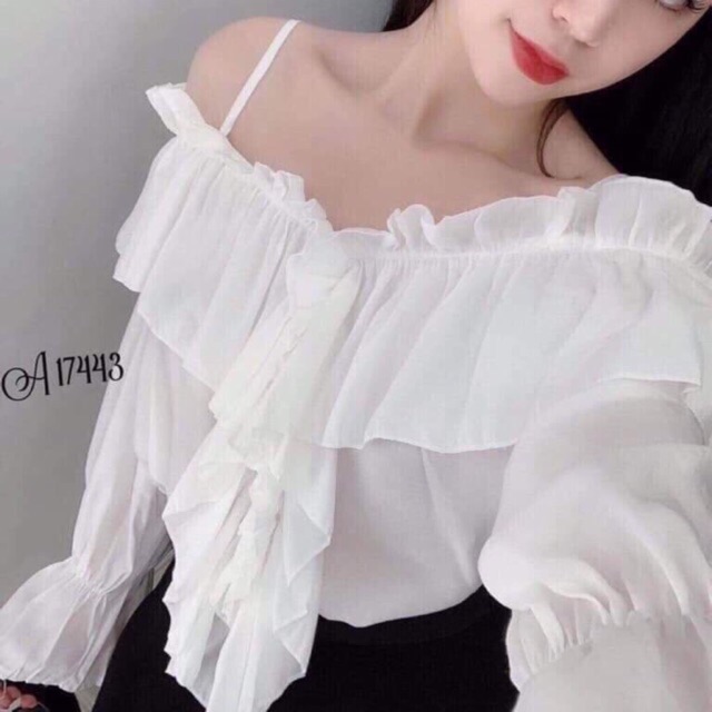 Áo trể vai 2 dây bèo