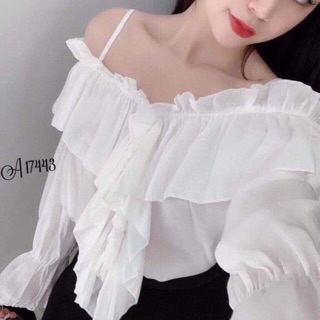 Áo trể vai 2 dây bèo