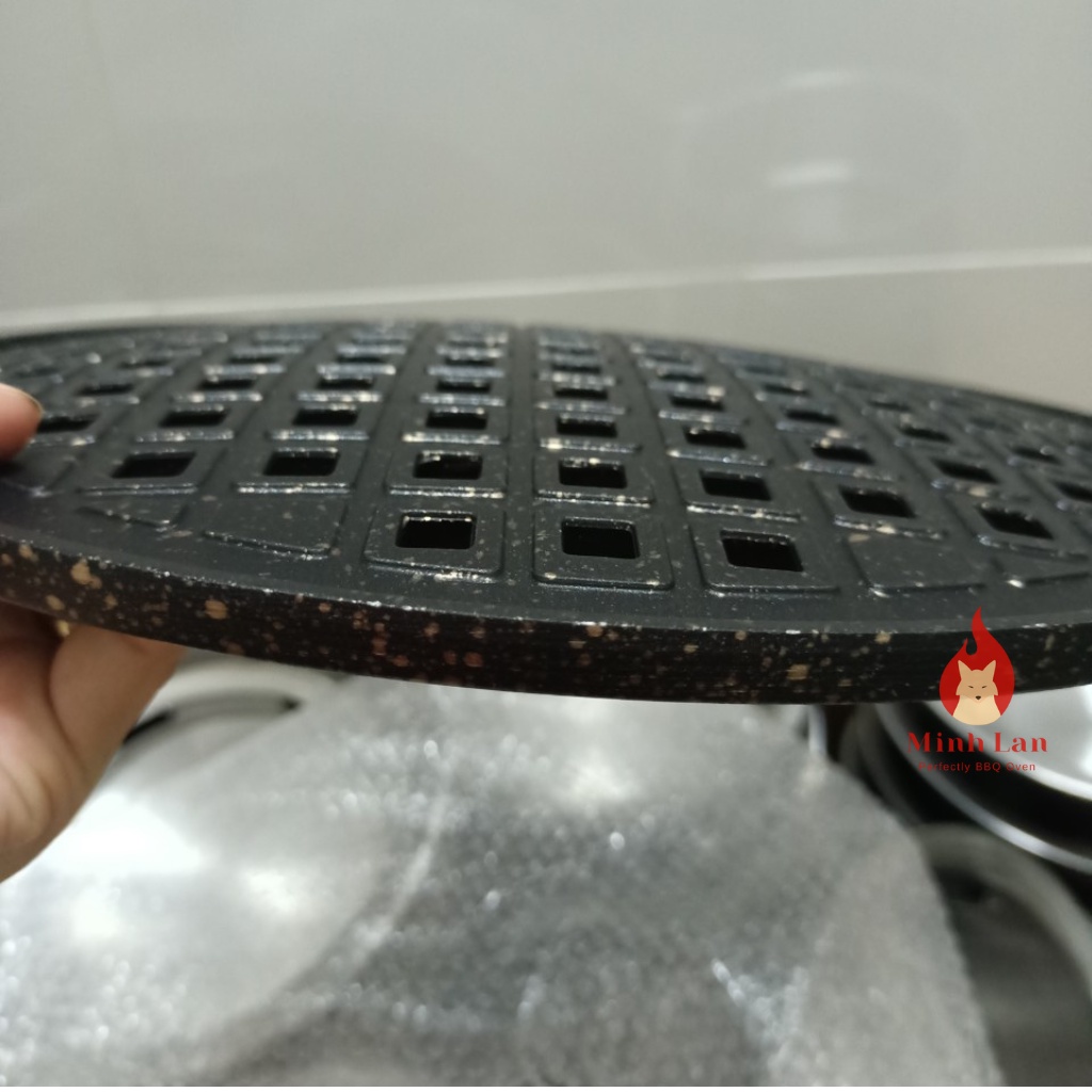 Vỉ nướng gang KẺ CARO Hàn Quốc chống dính cao cấp, đường kình 29.5cm