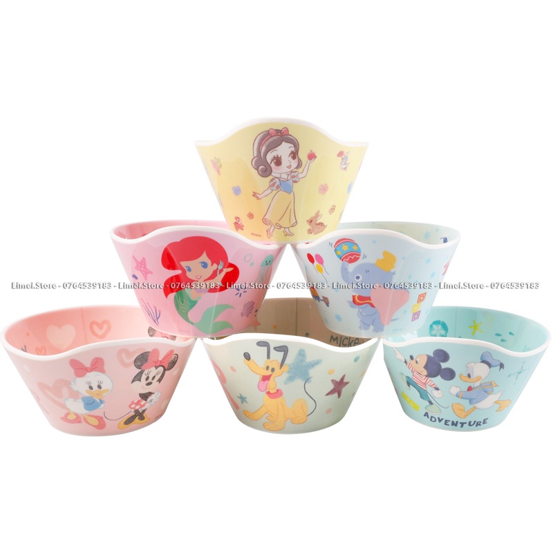 Chén ăn tô nhựa melamine Frozen Elsa Mickey Princess Car Disney có mui cho trẻ em bé trai gái