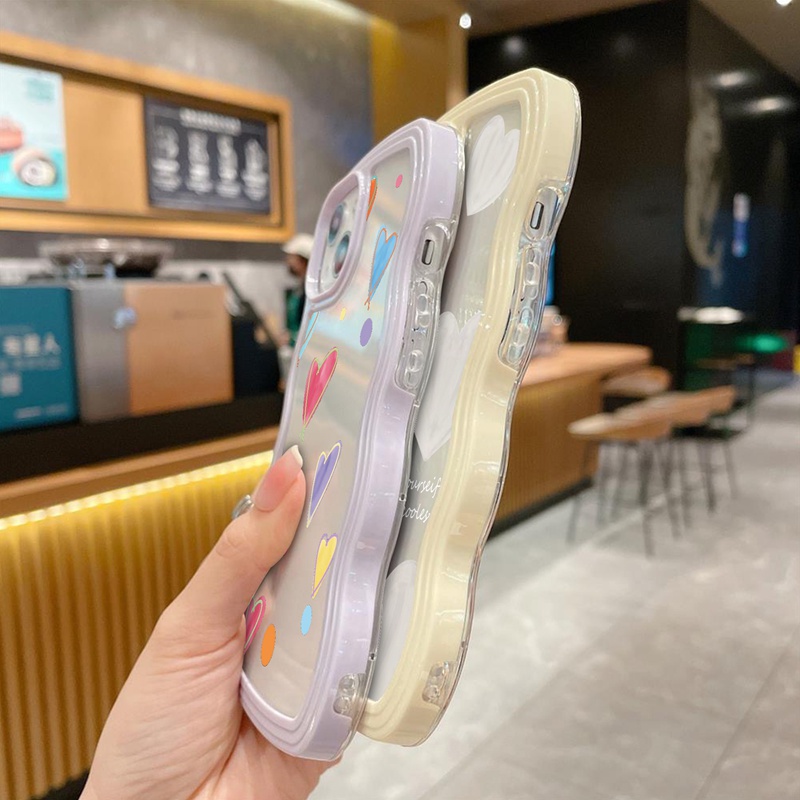 Ốp lưng iphone Ốp Điện Thoại Silicon Mềm Họa Tiết Trái Tim Màu Hồng / Trắng Cho iphone 7 8 plus 11 12 13 pro xr xs max