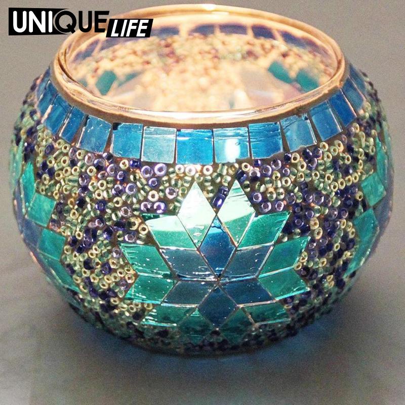 Đế đỡ nến tealight bằng thủy tinh gạch mosaic cho đám cưới