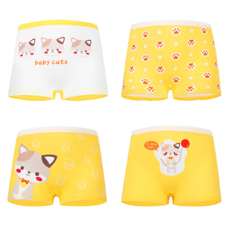 Set 4 quần chip đùi cho bé gái 2-12 tuổi chất cotton mềm mại co giãn tốt họa tiết đáng yêu Baby-S-SC015