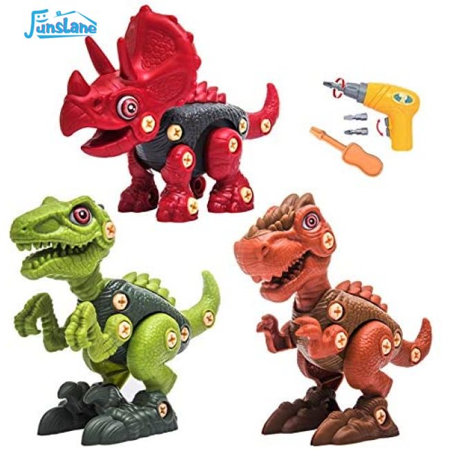 Funslane Đồ Chơi Xây Dựng Khủng Long Đi Kèm Tua Vít Điện T-rex Tyrannosaurus Triceratops Raptor