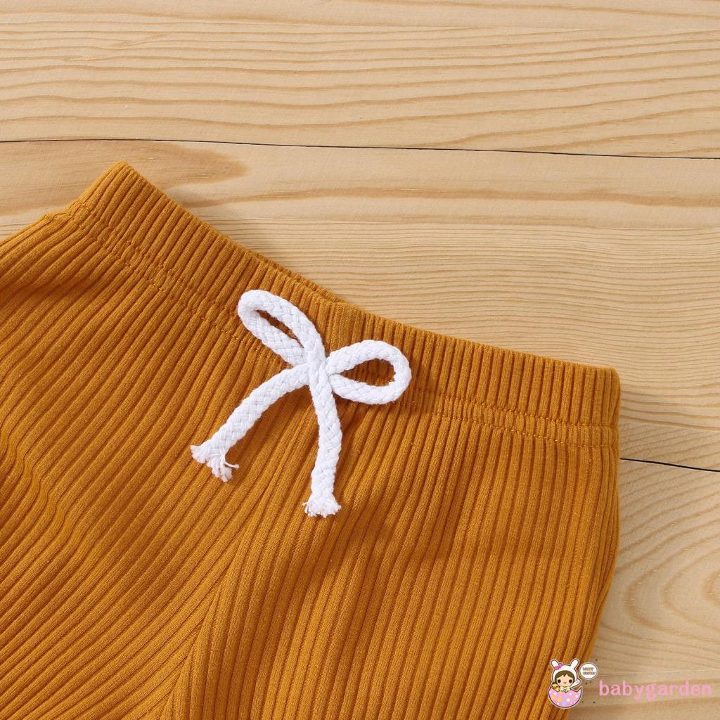 Bộ Áo Thun Ngắn Tay + Quần Short Màu Trơn Cho Bé 0-24 Tháng Tuổi