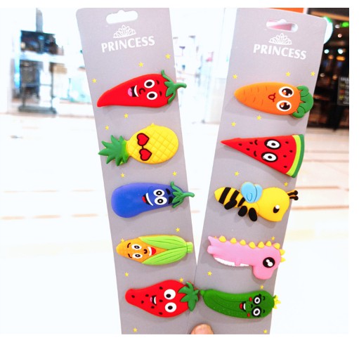 SET 5 CÁI BẤM TÓC MÁI CHO BÉ GÁI HÌNH RAU CỦ CUTE
