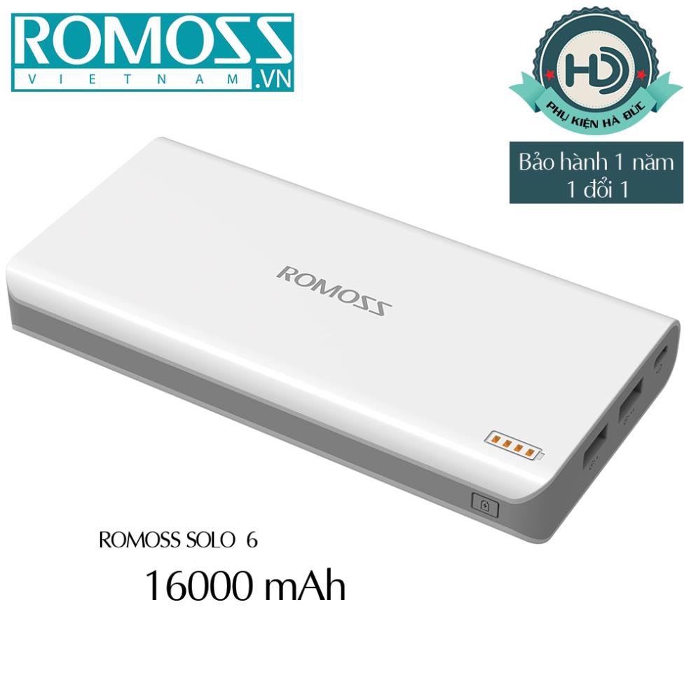 Pin sạc dự phòng Romoss Solo6 dung lượng 16000 mAh