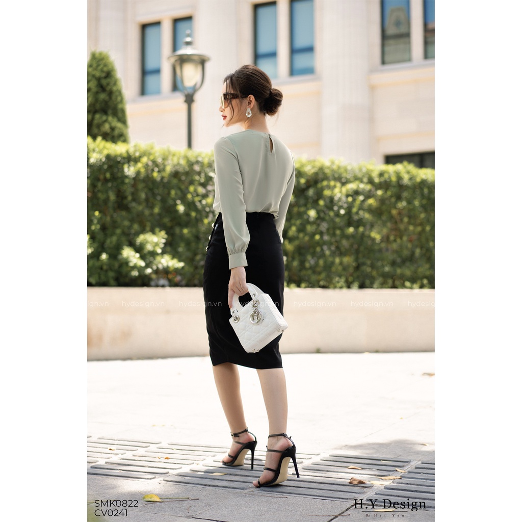 Áo sơ mi lụa Nhật cao cấp viền ren cách điệu - SMK082