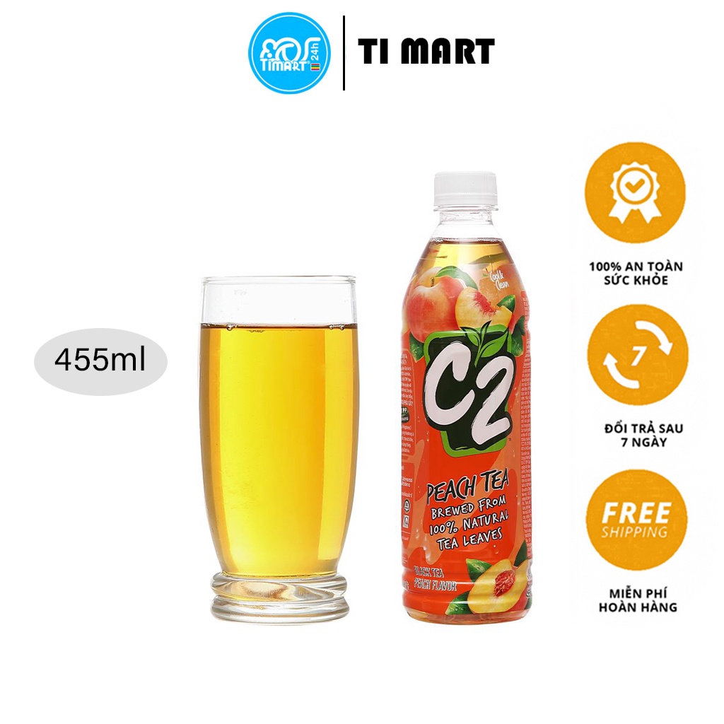 Thùng 24 chai C2 vị hồng trà đào / chanh 455ml
